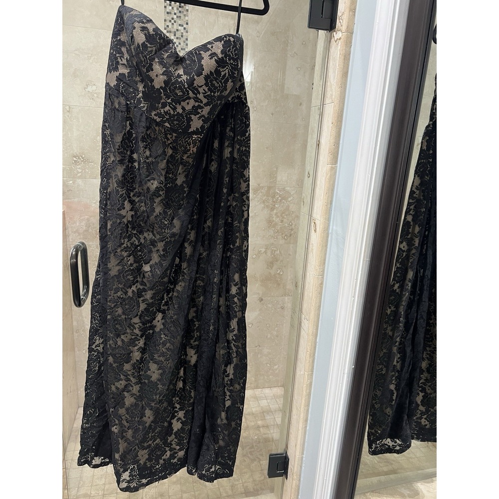 Torrid Maxi Lace Strapless Sweetheart Dress Black Nude Size 14 NWT